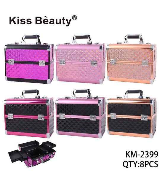 Maletín organizador de maquillaje profesional brillante Kiss Bèauty