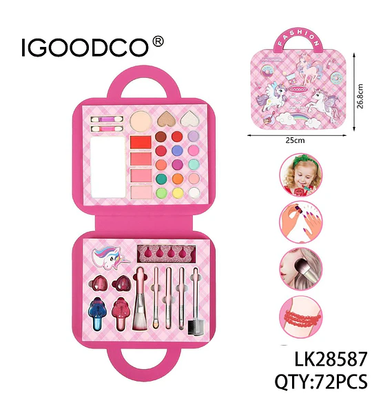 Set de Maquillaje Infantil Completo Unicornio IGOODCO 72 Piezas