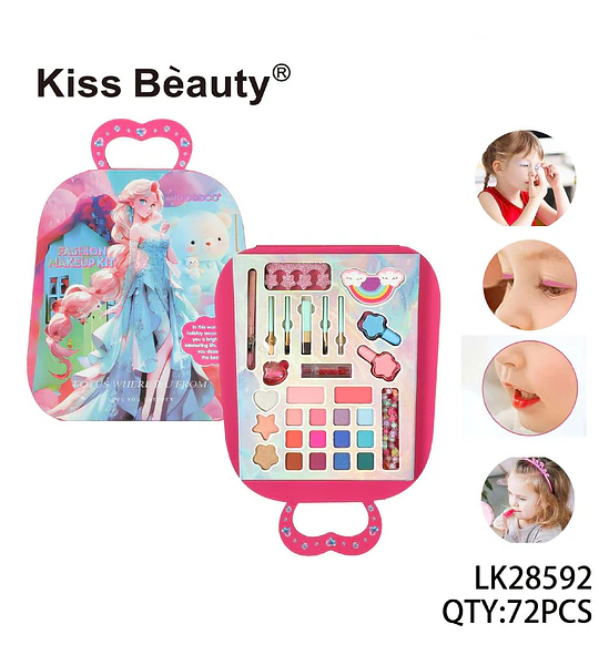 Kit de Maquillaje Infantil Completo en Maleta Portátil Kiss Bèauty