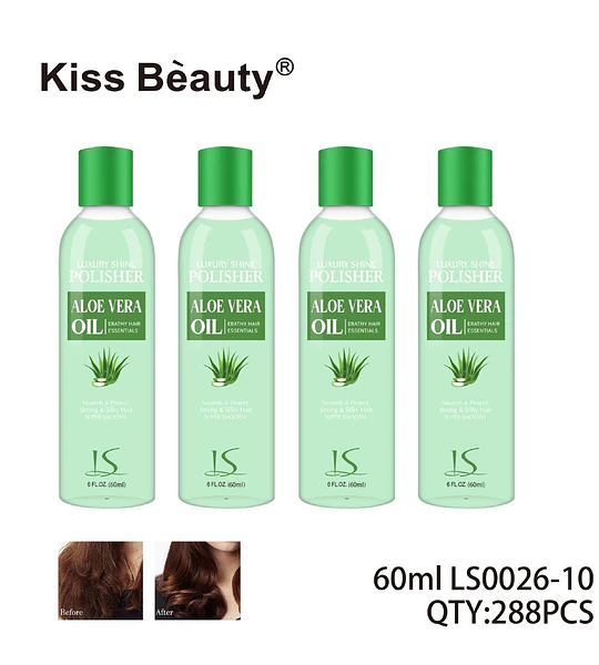 Aceite Capilar Pulidor Kiss Beauty con Aloe Vera para Brillo y Suavidad