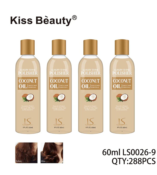 Pulidor Capilar Kiss Beauty con Aceite de Coco para Brillo Intenso