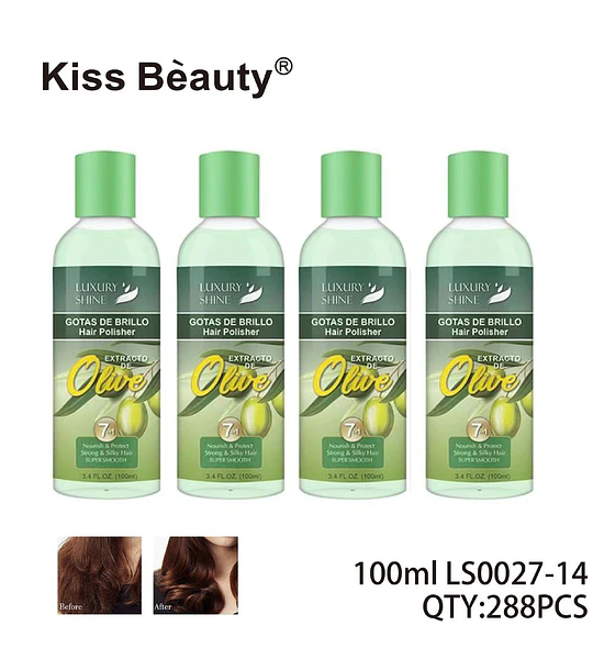 Pulidor Capilar Gotas de Brillo con Extracto de Oliva Kiss Beauty
