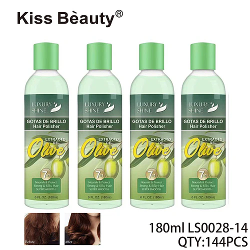 Pulidor Capilar Gotas de Brillo con Extracto de Oliva Kiss Bèauty - Chuys Beautys | Chuy's Beautys