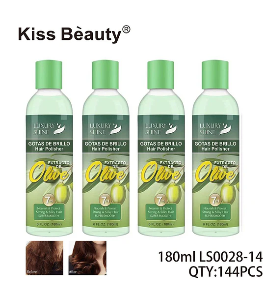 Pulidor Capilar Gotas de Brillo con Extracto de Oliva Kiss Bèauty