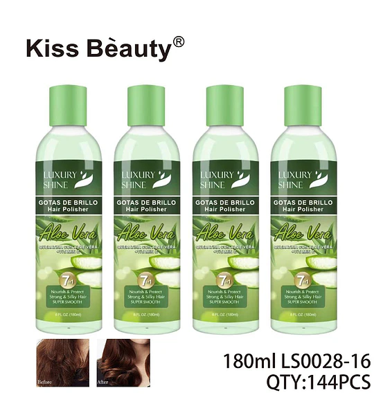 Pulidor Capilar Gotas de Brillo Kiss Beauty con Aloe Vera y Queratina