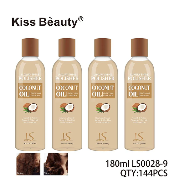 Pulidor Capilar Kiss Beauty Luxury Shine con Aceite de Coco 180ml