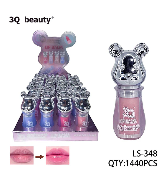 Bálsamo labial brillante 3Q Beauty con diseño de oso