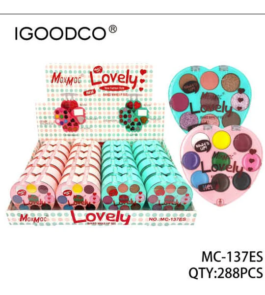 Paleta de Maquillaje Horneado Lovely MoxMac en Forma de Corazón