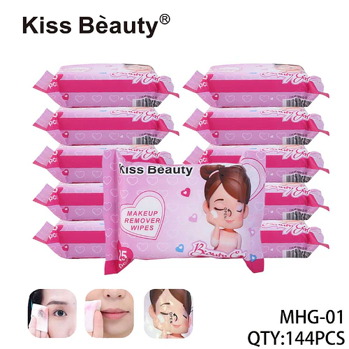 Toallitas Desmaquillantes Suaves Kiss Beauty Pack 144 Unidades - Chuys Beautys | Chuy's Beautys