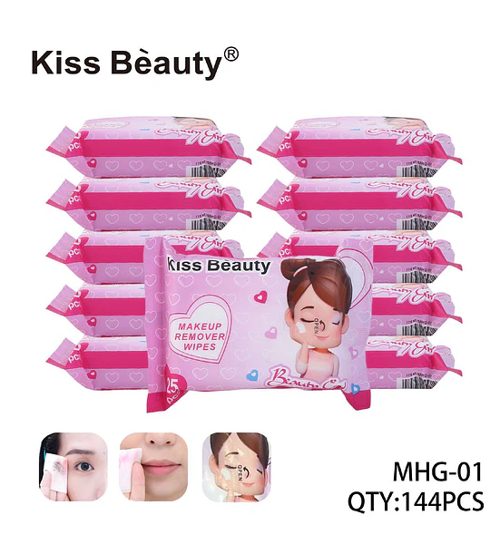 Toallitas Desmaquillantes Suaves Kiss Beauty Pack 144 Unidades