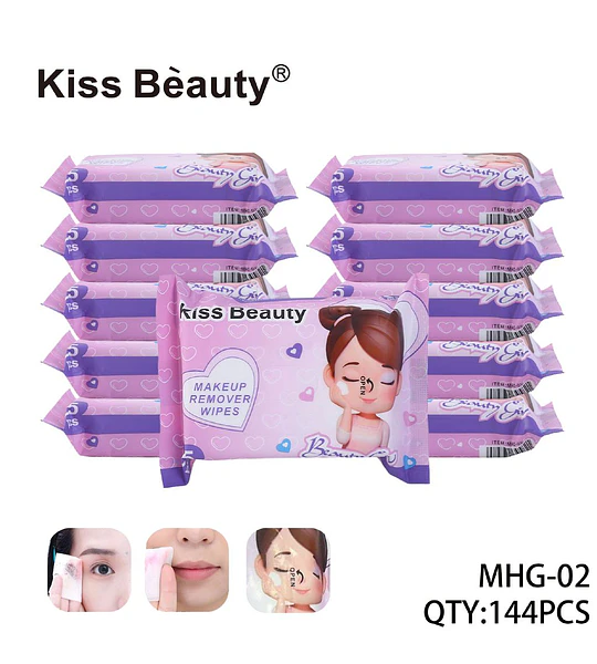Toallitas Desmaquillantes Suaves Kiss Beauty para Limpieza Facial Profunda