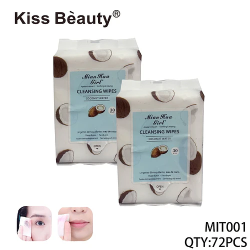 Toallitas Desmaquillantes Suavizantes Kiss Beauty con Agua de Coco - Chuys Beautys | Chuy's Beautys