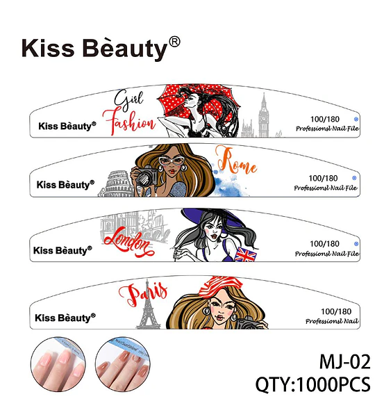 Lima de Uñas Profesional Kiss Bèauty Doble Cara 100/180 Diseño Ciudades