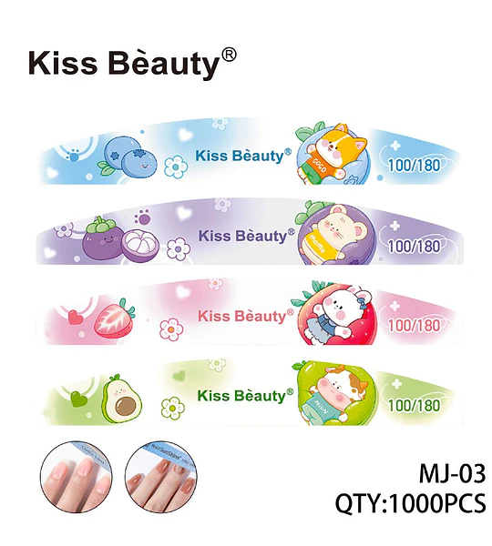 Set de Limas de Uñas Doble Cara Kiss Bèauty con Diseños Frutales 100/180