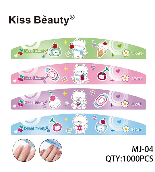 Set de Limas de Uñas Doble Cara 100/180 con Diseño de Gatos Kiss Bèauty