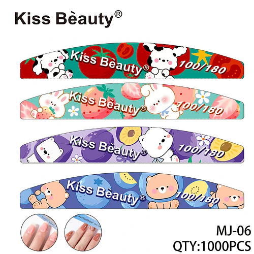 Limas de Uñas Doble Cara Kiss Bèauty con Diseños Variados Grano 100/180 - Chuys Beautys | Chuy's Beautys