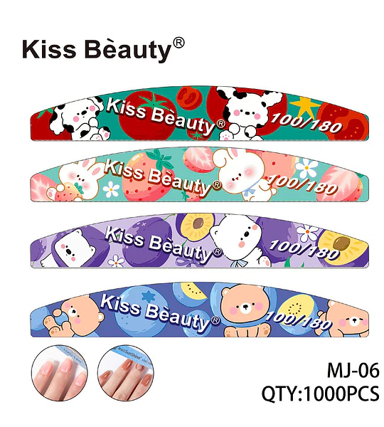 Limas de Uñas Doble Cara Kiss Bèauty con Diseños Variados Grano 100/180