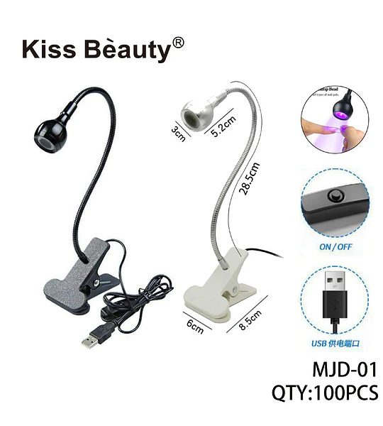 Lámpara UV LED flexible con clip Kiss Bèauty para secado de uñas de gel