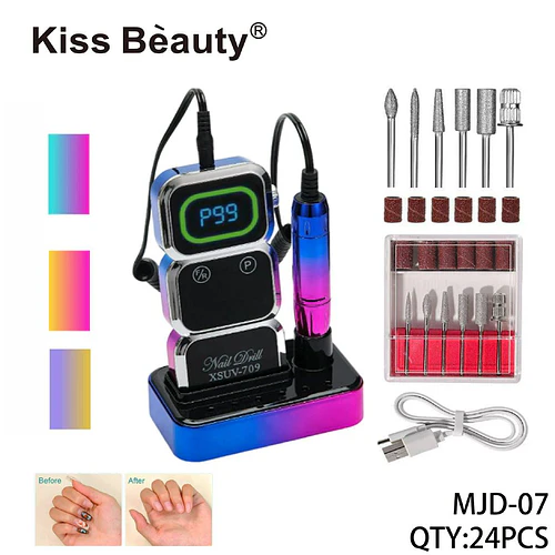 Taladro de Uñas Eléctrico Profesional Kiss Beauty con Bits y Lijas - Chuys Beautys | Chuy's Beautys