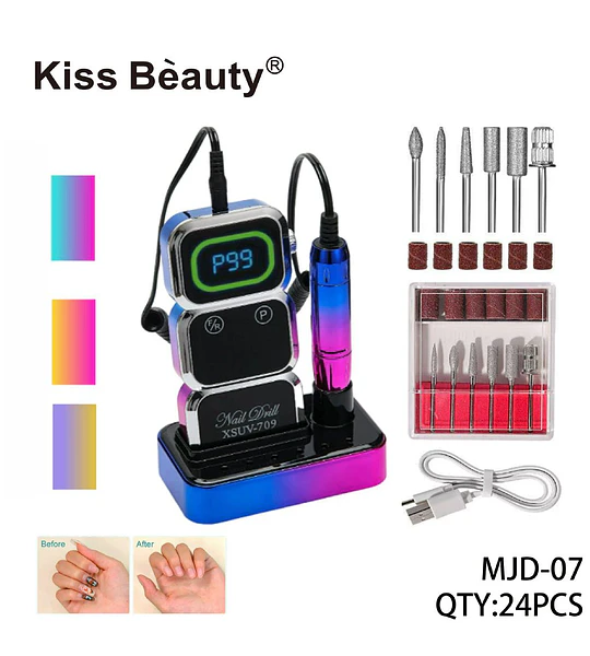 Taladro de Uñas Eléctrico Profesional Kiss Beauty con Bits y Lijas