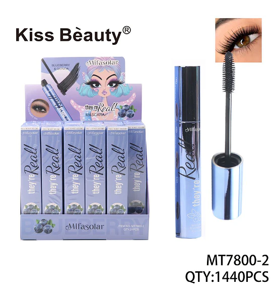 Kiss Beauty Mascara de Volumen Intenso con Arándano y Quinoa