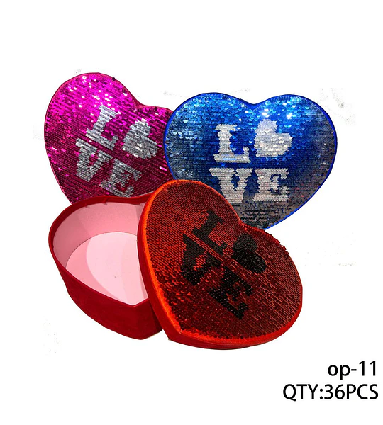 Cajas de Regalo Corazón con Lentejuelas Reversibles LOVE para Accesorios