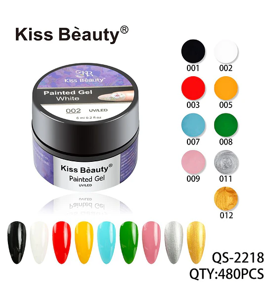 Gel de Uñas Pintado UV/LED Kiss Bèauty para Nail Art Profesional