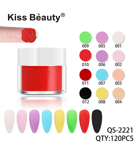 Kiss Bèauty Polvo Acrílico para Uñas Colección Vibrante QS-2221
