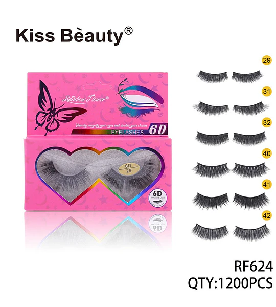 Pestañas Postizas 6D Volumen Natural Kiss Beauty Rainbow Flower