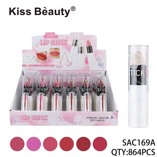 Labial en Barra Kiss Bèauty SAS de Larga Duración y Tonos Variados - Chuys Beautys | Chuy's Beautys