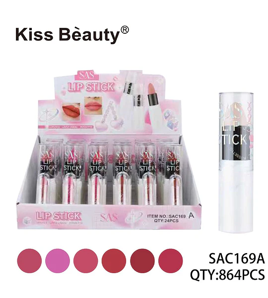 Labial en Barra Kiss Bèauty SAS de Larga Duración y Tonos Variados