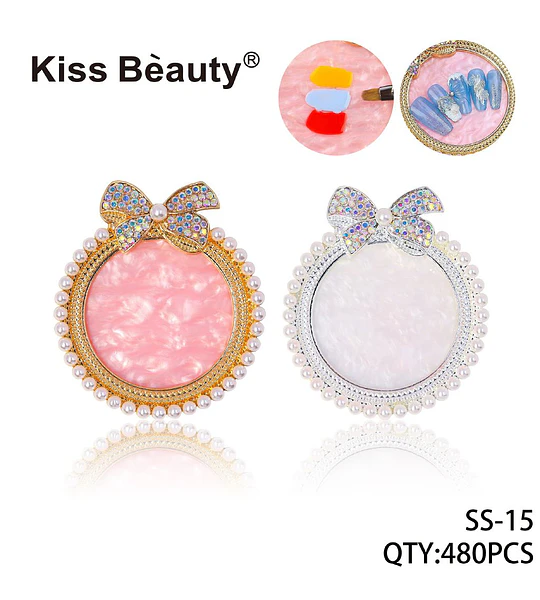 Paleta de Mezcla y Exhibición para Nail Art con Diseño de Lazo y Perlas Kiss Bèauty