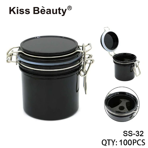 Mini frasco hermético negro Kiss Bèauty para almacenamiento de productos de belleza - Chuys Beautys | Chuy's Beautys