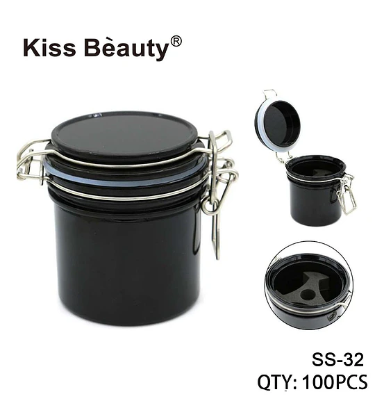 Mini frasco hermético negro Kiss Bèauty para almacenamiento de productos de belleza