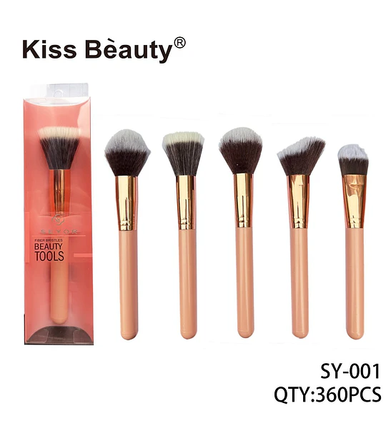 Set de Brochas de Maquillaje Kiss Bèauty con Cerdas de Fibra y Mangos Ergonomicos