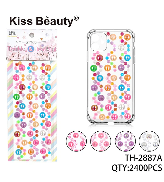 Adhesivos decorativos brillantes multicolor Kiss Bèauty para uñas y accesorios