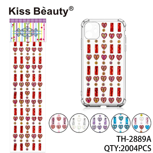 Adhesivos decorativos de cristales autoadhesivos Corazones y Rectángulos Kiss Bèauty - Chuys Beautys | Chuy's Beautys