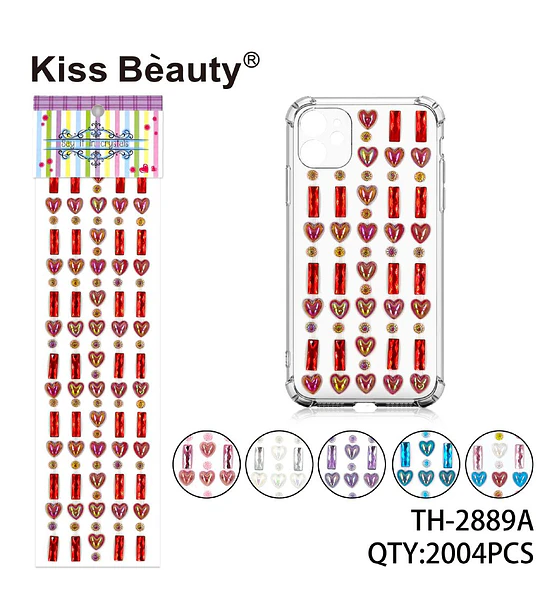 Adhesivos decorativos de cristales autoadhesivos Corazones y Rectángulos Kiss Bèauty
