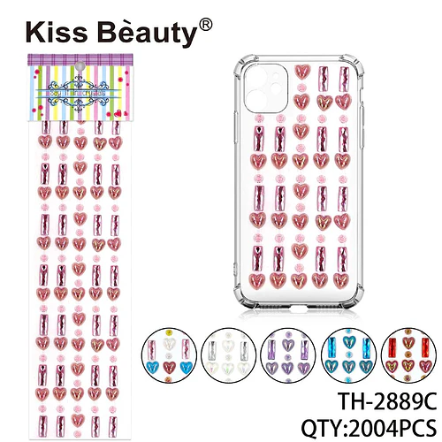 Gemas Adhesivas Decorativas de Cristales Corazón y Rectángulo Kiss Bèauty - Chuys Beautys | Chuy's Beautys