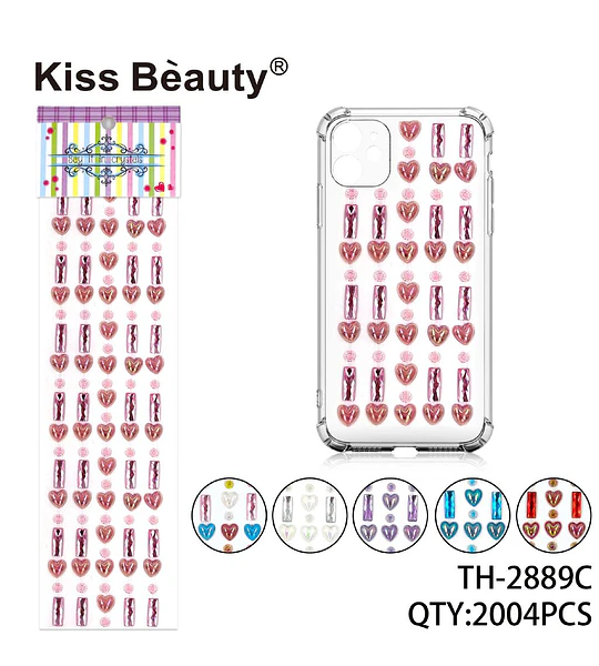 Gemas Adhesivas Decorativas de Cristales Corazón y Rectángulo Kiss Bèauty