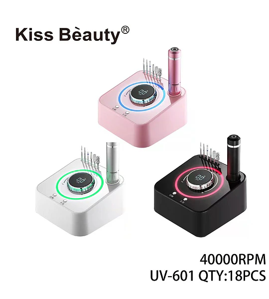 Torno Eléctrico Profesional para Uñas 40000RPM Kiss Bèauty con Kit de Fresas