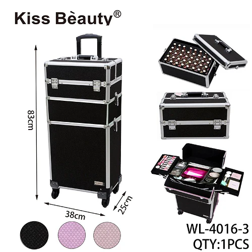 Maleta de Maquillaje Profesional Modular con Ruedas Kiss Bèauty de 3 Niveles - Chuys Beautys | Chuy's Beautys