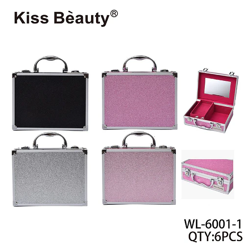 Maletín organizador de maquillaje portátil glitter Kiss Bèauty - Chuys Beautys | Chuy's Beautys
