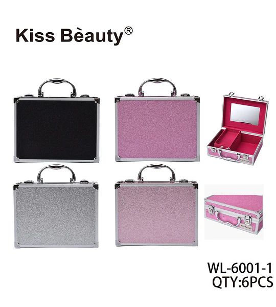 Maletín organizador de maquillaje portátil glitter Kiss Bèauty