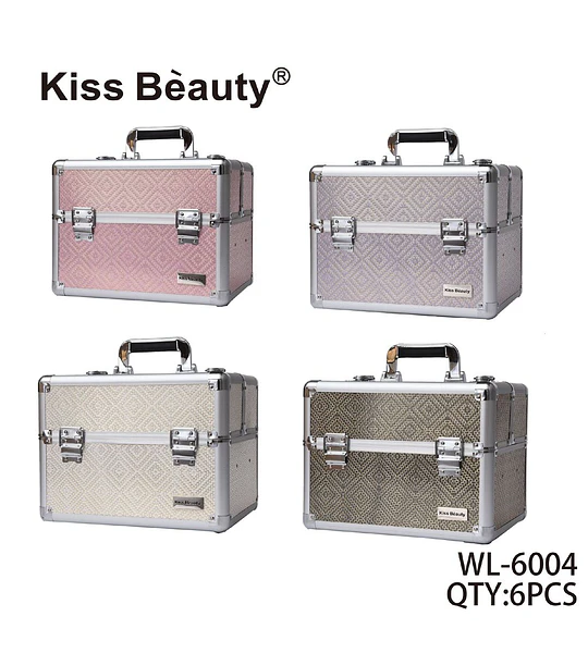 Estuche Organizador de Maquillaje Portátil con Diseño Geométrico Kiss Beauty
