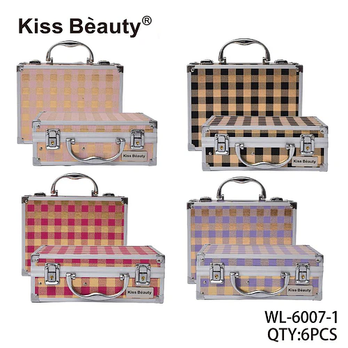 Set de Maletas Organizadoras de Maquillaje Plaid Kiss Beauty - Chuys Beautys | Chuy's Beautys