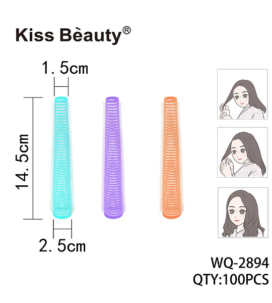 Ruleros Flexibles Cónicos para Cabello Kiss Bèauty 100 Unidades