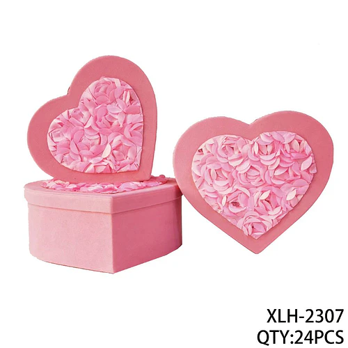 Caja de regalo corazón rosa con diseño floral de pétalos para accesorios - Chuys Beautys | Chuy's Beautys