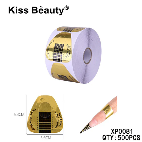Moldes autoadhesivos para extensión de uñas de doble grosor Kiss Bèauty 500 unidades - Chuys Beautys | Chuy's Beautys