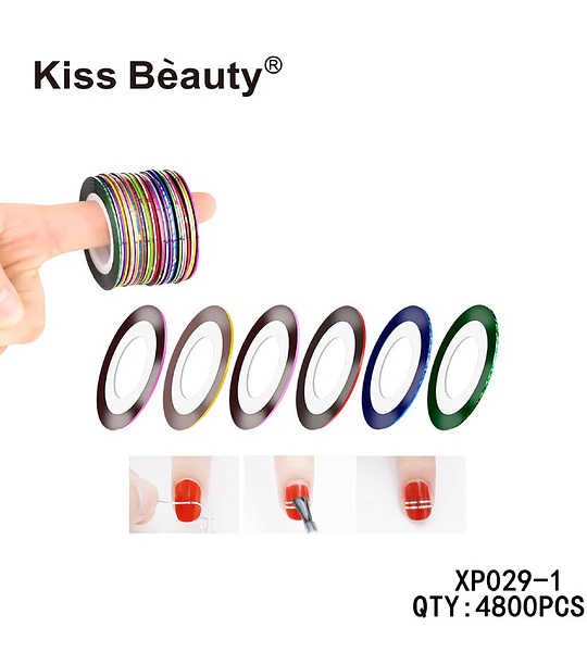 Cintas Adhesivas para Nail Art Efecto Metálico Kiss Bèauty